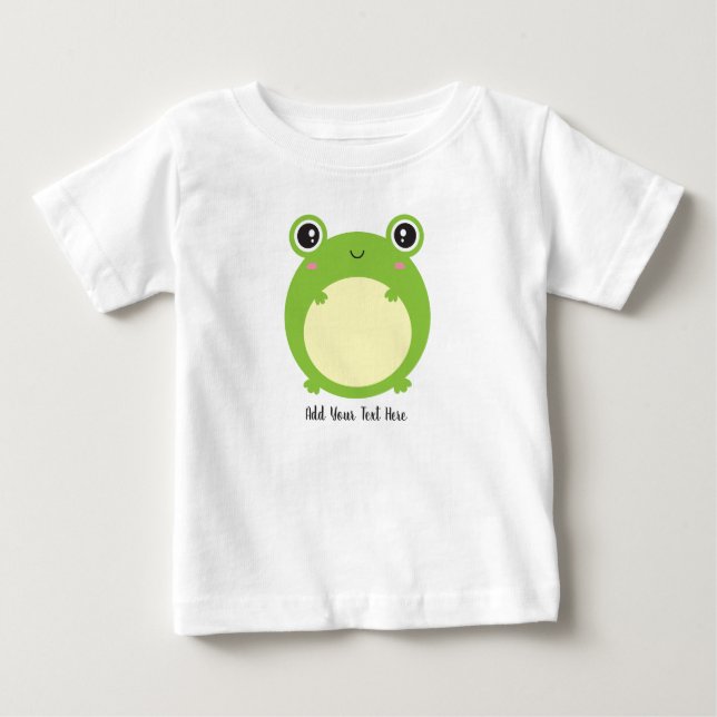 Cute Kawaii Frog med Personlig Text T Shirt (Framsida)