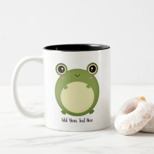 Cute Kawaii Frog med Personlig Text Två-Tonad Mugg