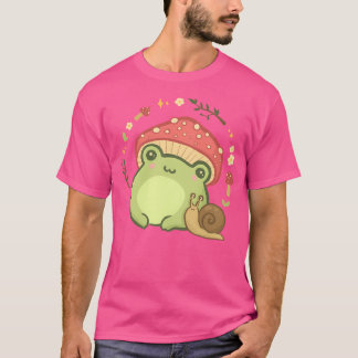 Cute Kawaii Frog med Toadstool Mushroom Hat och S T Shirt