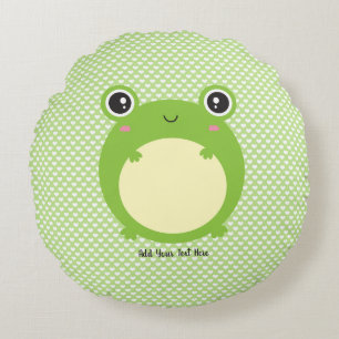 Cute Kawaii Frog Personlig Rund Kudde