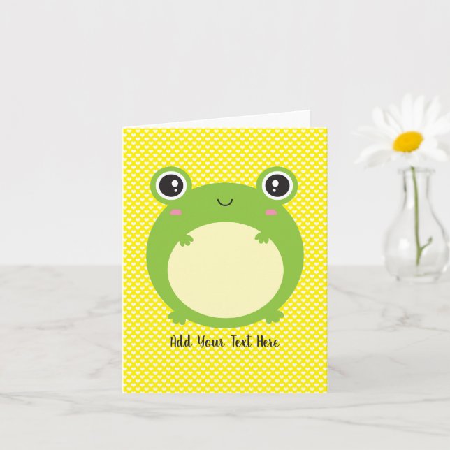 Cute Kawaii Frog Personlig Text tom inuti Kort (Liten växt)