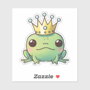 Cute Kawaii Frog Prince Sticker Klistermärken