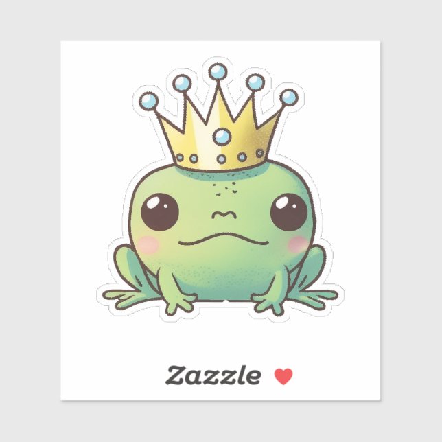 Cute Kawaii Frog Prince Sticker Klistermärken (Ark)