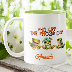 Cute Kawaii Frog som släppte ut grodorna Två-Tonad Mugg