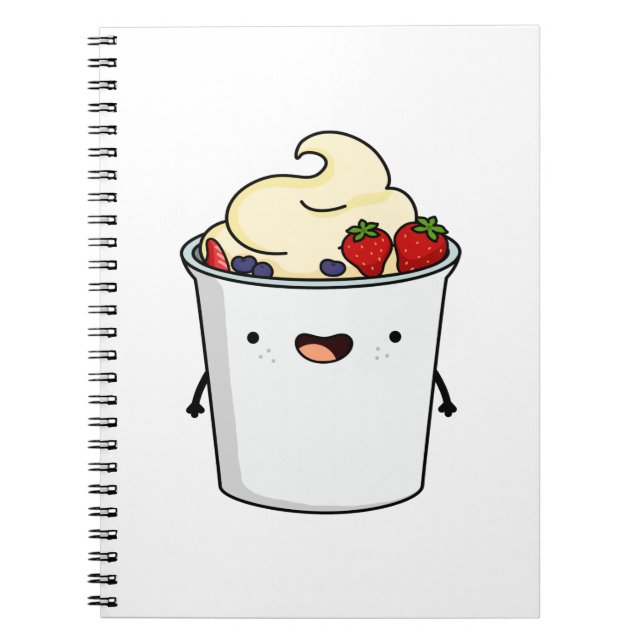 Cute Kawaii Fruit Yogurt Anteckningsbok (Framsidan)