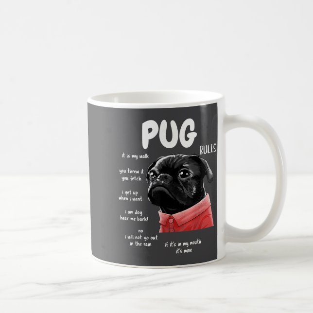 Cute Kawaii Funny Black Pug Dog Rules Men Women Ki Kaffemugg (Höger)