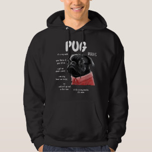 Cute Kawaii Funny Black Pug Hund Regler Gifts Hoodie