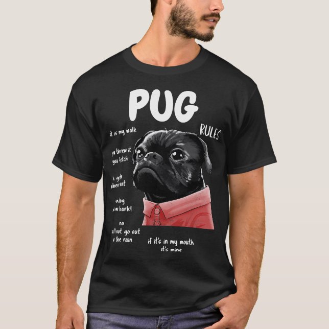 Cute Kawaii Funny Black Pug Hund Regler Gifts Mana T Shirt (Framsida)