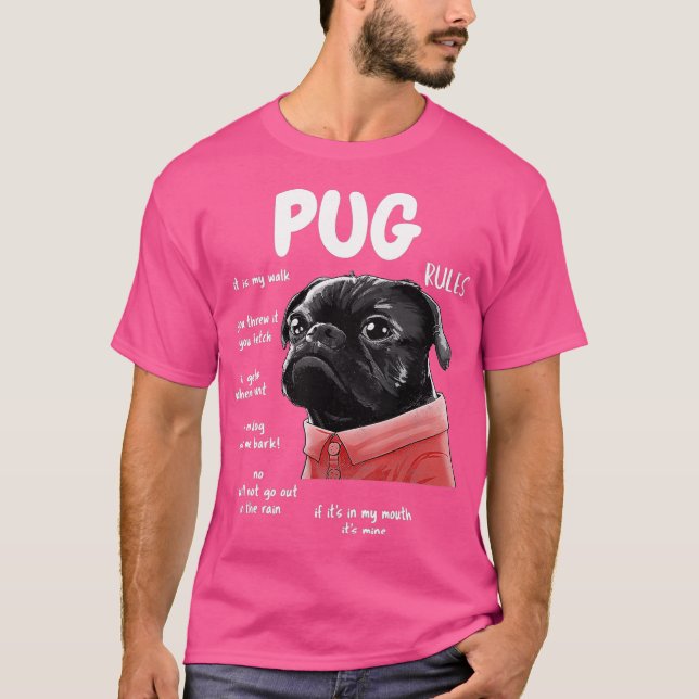 Cute Kawaii Funny Black Pug Hund Regler Gifts Mana T Shirt (Framsida)