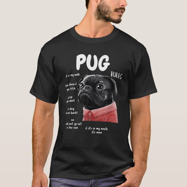 Cute Kawaii Funny Black Pug Hund Regler Gifts Mana T Shirt (Framsida)