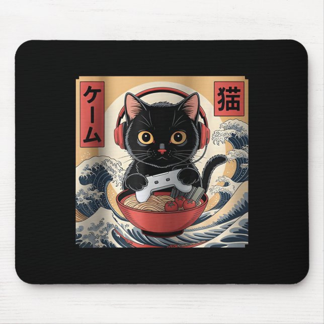Cute Kawaii Gamer Cat Funny Ramen Retro Japanese C Musmatta (Framsidan)