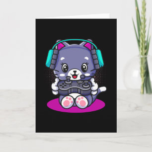 Cute Kawaii Gaming Cat Manga Kitten Gamer Kort