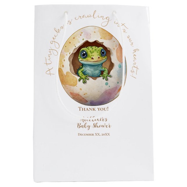 Cute Kawaii Gecko Lizard Egg Baby Shower (Framsidan)
