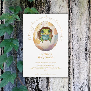 Cute Kawaii Gecko Lizard Egg Baby Shower Inbjudningar