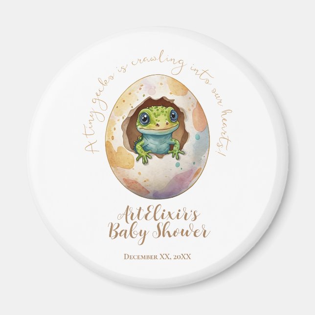 Cute Kawaii Gecko Lizard Egg Baby Shower Magnet (Framsidan)