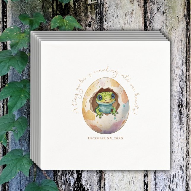 Cute Kawaii Gecko Lizard Egg Baby Shower Pappersservett (Skapare uppladdad)