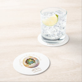 Cute Kawaii Gecko Lizard Egg Baby Shower Underlägg Papper Rund