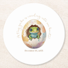 Cute Kawaii Gecko Lizard Egg Baby Shower Underlägg Papper Rund