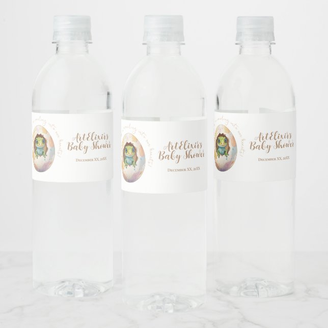 Cute Kawaii Gecko Lizard Egg Baby Shower Vattenflaskor Etikett (Flaskor)