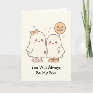 Cute Kawaii Ghost Couple Halloween Kort