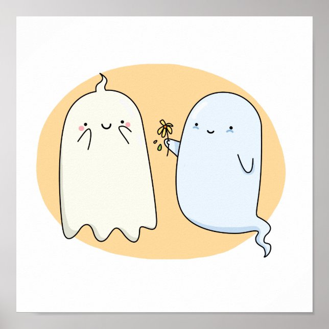Cute Kawaii Ghost Couple Poster (Framsidan)