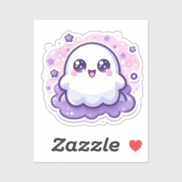 Cute Kawaii Ghost Sticker med stjärnor och Sparkle Klistermärken