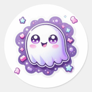 Cute Kawaii Ghost Sticker Pastel Spooky Halloween Runt Klistermärke