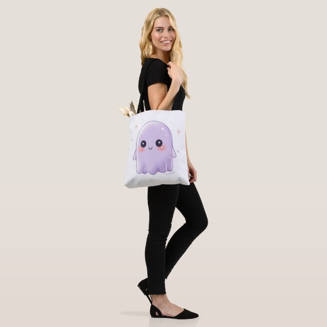 Cute Kawaii Ghost Tote Bag | Aesthetic Halloween  Tygkasse (På modell)