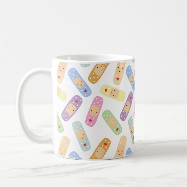 Cute Kawaii Gift for Nurse Rainbow Plaster Kaffemugg (Vänster)