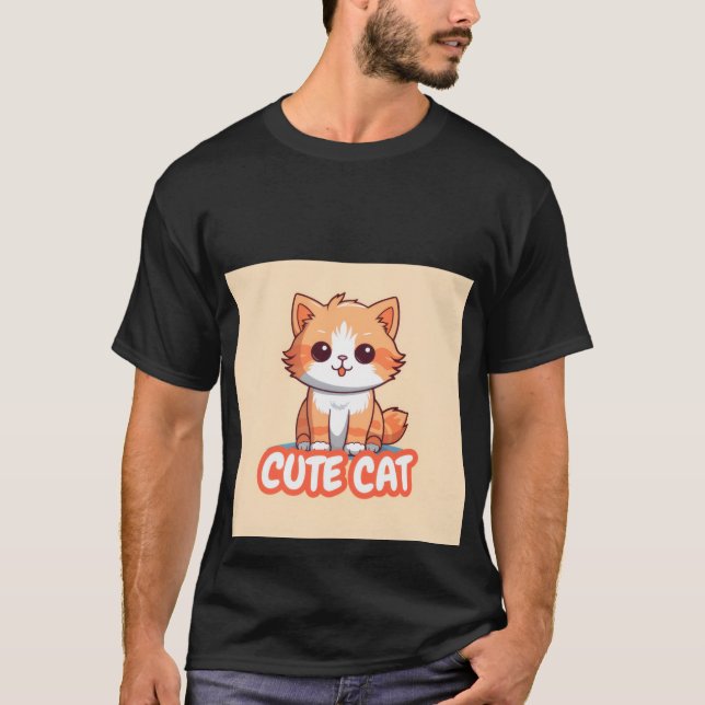 Cute Kawaii Ginger Cat Hugging Gift Box  ✨🎁 T Shirt (Framsida)