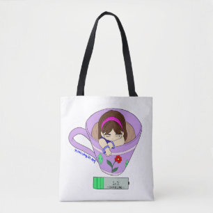 Cute Kawaii Girl Charting in a Mugg Tote Bag Tygkasse