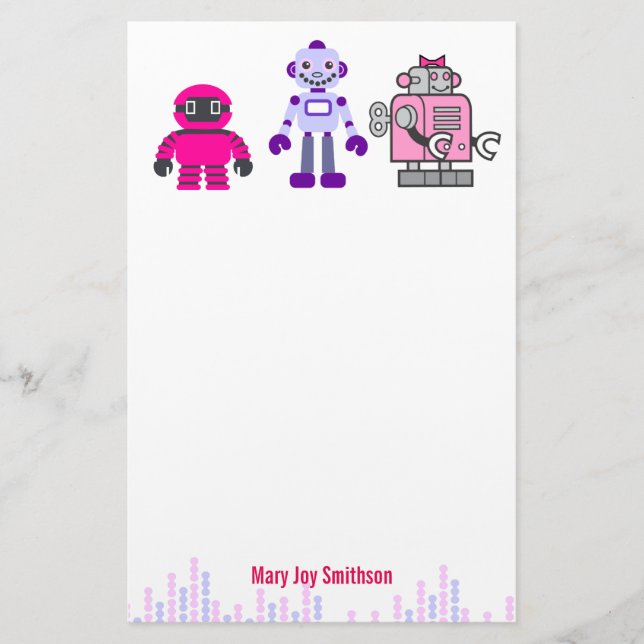 Cute & Kawaii Girl's Rosa Cyborgs Robot Brevpapper (Framsida)