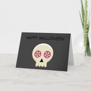 Cute Kawaii Goth Skull med blommor Lägg till tex Kort