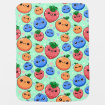 Cute Kawaii Green Orange Blue Fruit