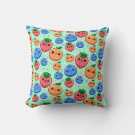 Cute Kawaii Green Orange Blue Fruit Kudde