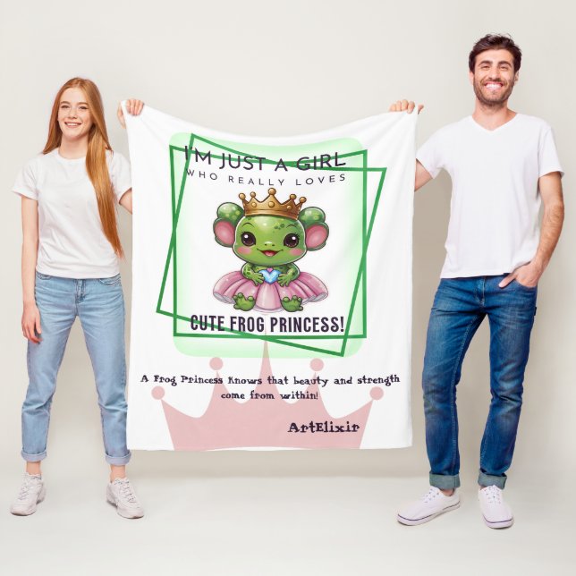 Cute Kawaii groda Princess Print Fleecefilt (På plats)
