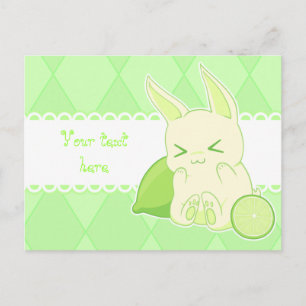 Cute kawaii grönt lime bunny födelsedagskort vykort