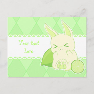 Cute kawaii grönt lime bunny födelsedagskort vykort