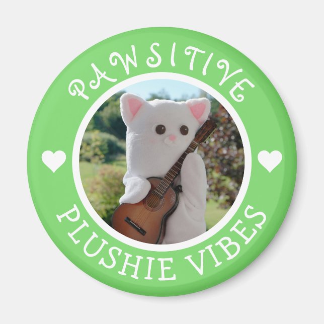 Cute Kawaii Grönt Pawsitive Plushie Vibes Photo Magnet (Framsidan)