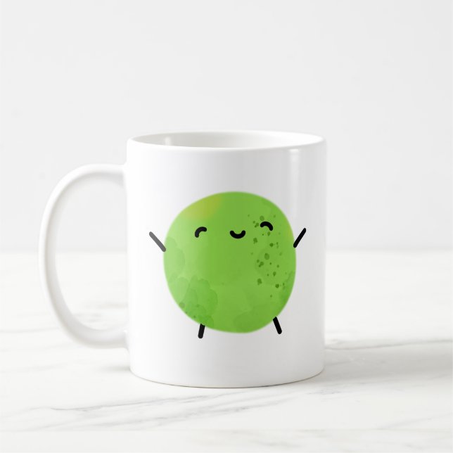 Cute Kawaii Grönt Pea Kaffemugg (Vänster)