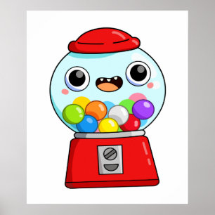 Cute Kawaii Gumball Maskin Poster