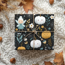 Cute Kawaii Halloween Fairy och Pastel Pumpkins