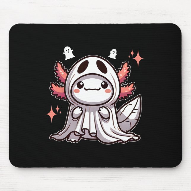 Cute Kawaii Halloween Ghost Axolotl Musmatta (Framsidan)