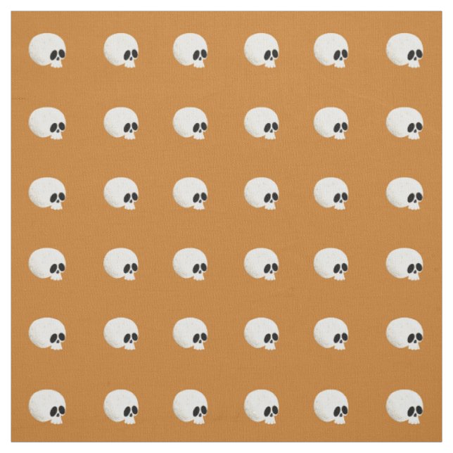 Cute Kawaii Halloween Skull Polka dots Orange Tyg (Provkarta)
