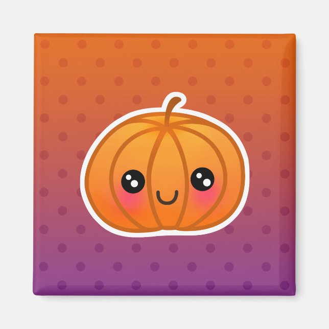Cute Kawaii Halloween Tecknad Pumpkin Design Magnet (Framsidan)