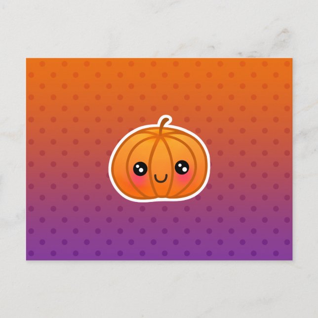 Cute Kawaii Halloween Tecknad Pumpkin Design Vykort (Framsida)