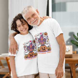 Cute Kawaii Halloween Vibes | Ghosts & Pumpkins T Shirt