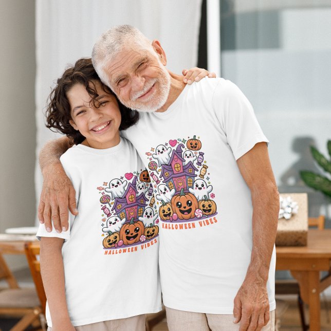 Cute Kawaii Halloween Vibes | Ghosts & Pumpkins T Shirt (Skapare uppladdad)