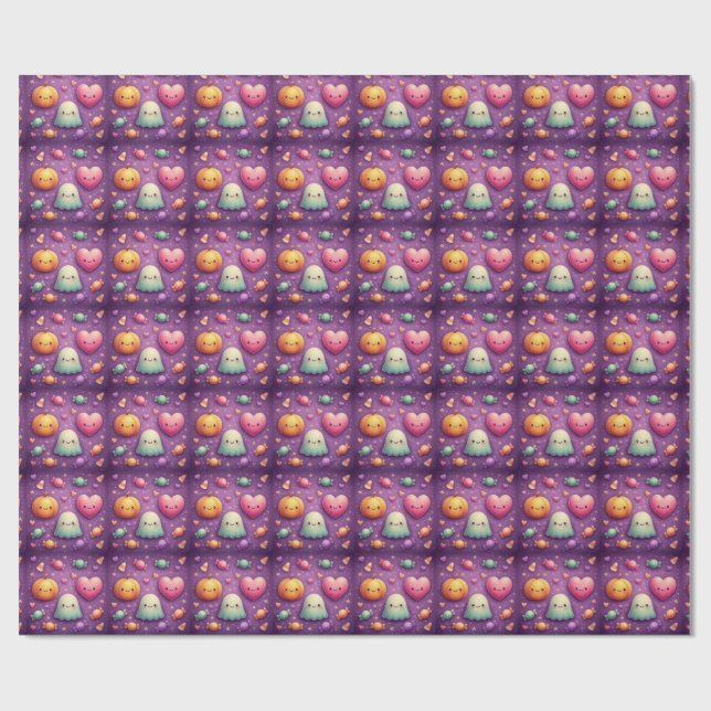Cute Kawaii Halloween Wrapping Paper Presentpapper (Platt)