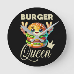 Cute Kawaii Hamburger Rund Klocka